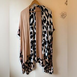 One Size Animal Print Kimono Cardigan Loose Fit Short Sleeve